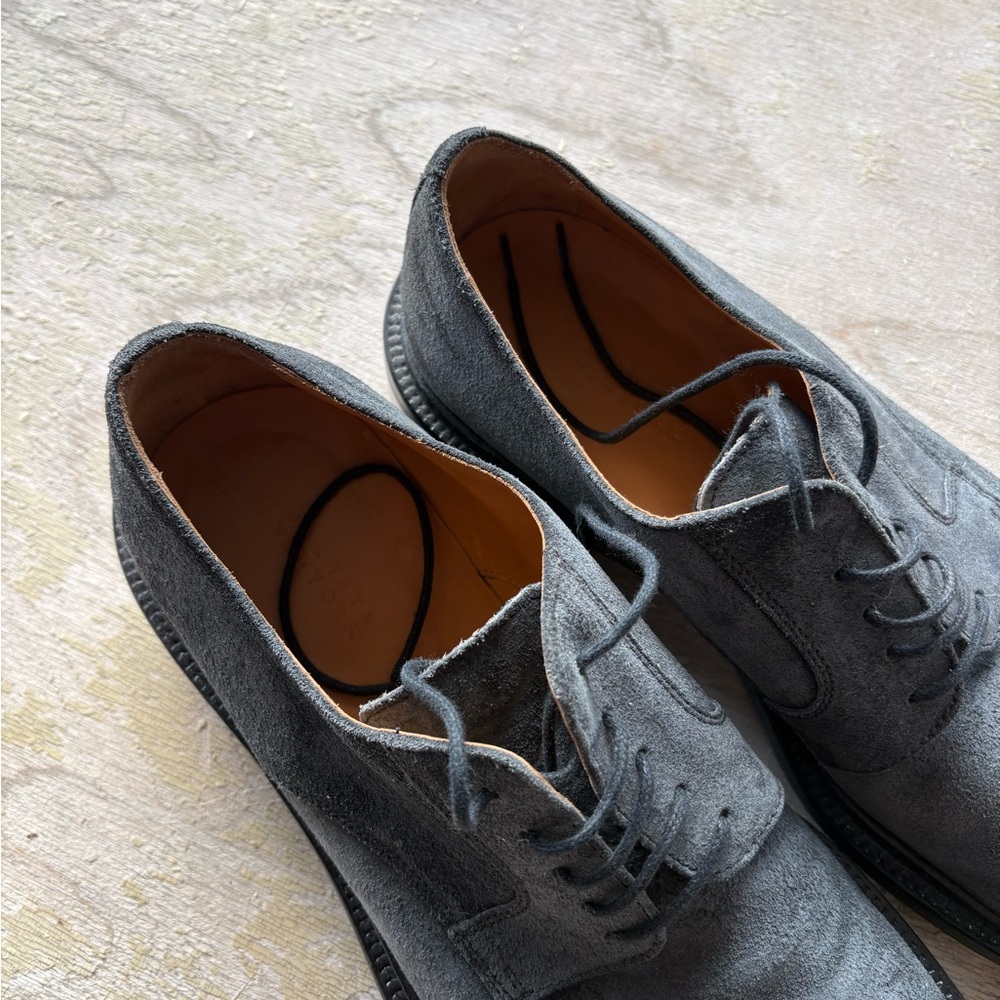 Barneys New York Charcoal Suede Oxfords